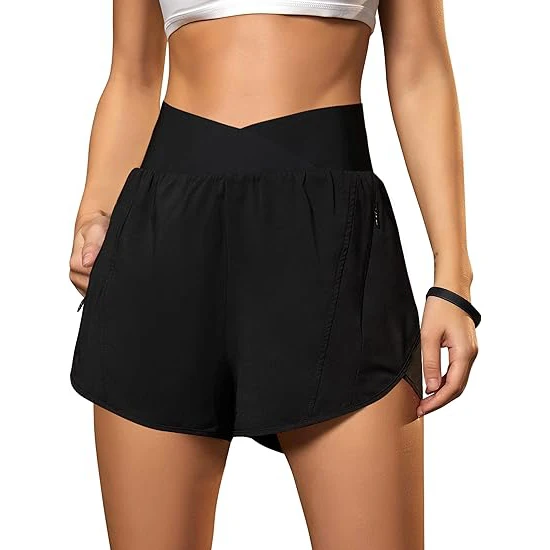 High Waist Shorts With Mesh Liner